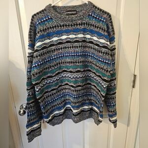 Expressions International Vintage Acrylic Coogi Style Knit Sweater Mens Size L